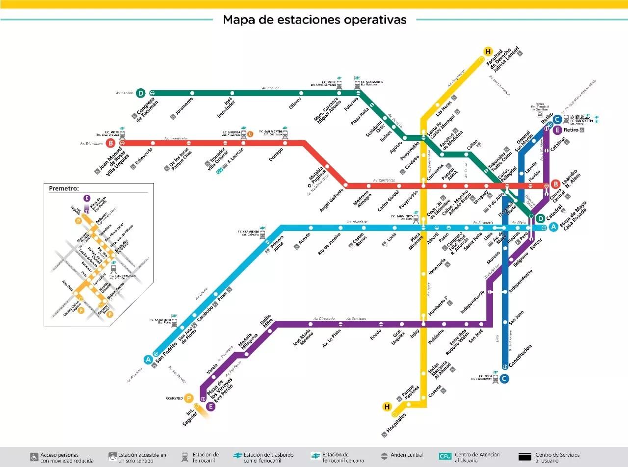 Mapa do Metrô de Buenos Aires